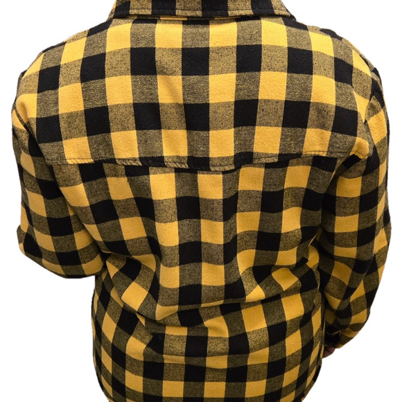 Oversized Flannel Yellow and Black Buffalo Plaid Shacket Style (shirt + jacket) - Picture 5 of 7